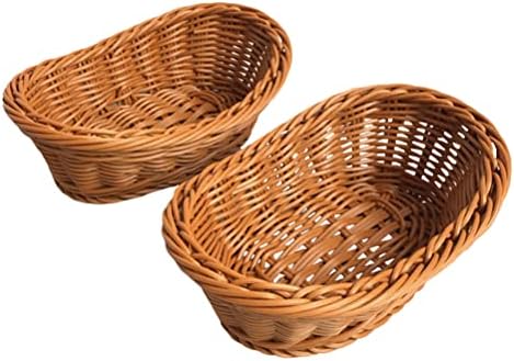 Cesto de tecido 2pcs cestas de plástico imitação imitação de vime tecida cestas de cozinha cestas de armazenamento de vime