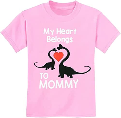 T-shirt do dia das mães para meninas de criança alfabeto Meu coração pertence a mamã