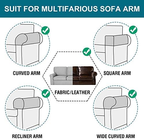 Tampas de braço de braço e sofá de sofás Tamas para Sofá Spandex Jacquard braço Capas de suporte de mobiliário anti-deslocamento Protetor de poltrona lavável CLAVA DE PLUMCRAIA Para reclinável conjunto de 2, marrom