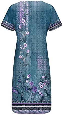 Firero Summer Vestres for Women 2023 Retro Floral Print Plus Tamanho Causal V Button Button Déco Vestido de manga curta