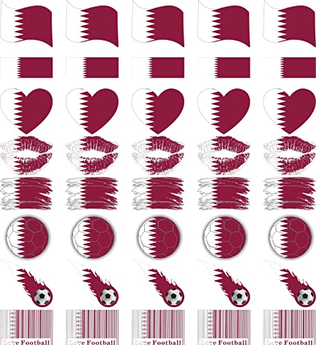 MEME Série Womaha 40 folhas de bandeira Qatar Tatuagens temporárias para crianças futebol temporário tatuagens
