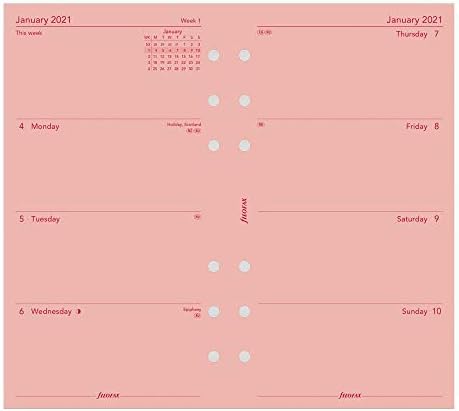 Filofax 2021, compacto pessoal/pessoal, semana para visualizar, rosa, inglês