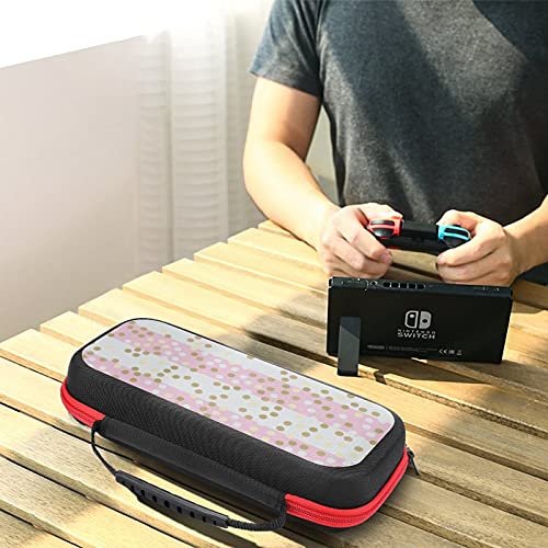 Caixa de transporte para pontos de troca Nintendo Dots brilhantes em listras rosa Tampa de estojo de proteção à prova de choque