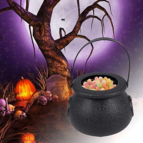 Luoem 10pcs Black Witch Caldeirão Halloween Candy Bucket Plástico caldeirão com truques de alça ou tratar o porta -balde para