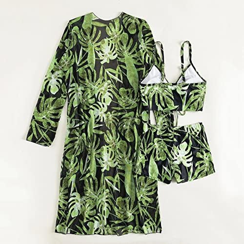 Terrós de 3 peças para mulheres, conjuntos de biquíni com estampa floral para mulheres de biquíni de cintura alta com quimono