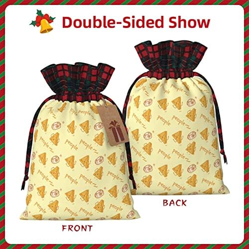 AllGobee Christmas Drawstring Gift Sacors Funny-Cheese-Junket-Fruit-Jelly Buffalo xadrez Bag de Pasta Bolsa Favores Bolsas