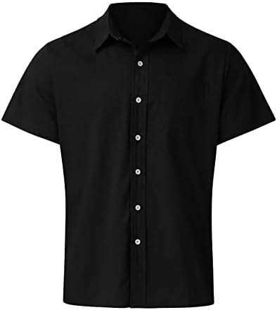 Camisas de vestido de verão BMISEGM para homens masculinos algodão bolso sólido fivela de lapela de manga curta camisa