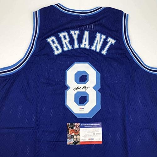 Kobe Bryant autografado/assinado 8 Los Angeles La Blue Retro Basketball Jersey PSA/DNA COA