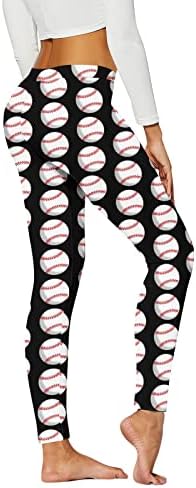 Treino de ioga de vaca alta perneiras para mulheres com cintura alta perneiras beisebol impressão de beisebol