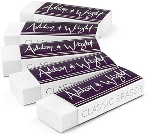 Ashton e Wright - Borracha clássica - borracha de plástico livre de látex - pacote de 5 brancos