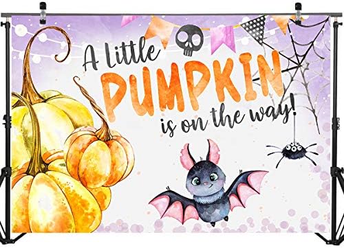 Mocsicka Pumpkin Baby Churcro Spider Spider Bat Halloween Decorações de festa do chá de bebê 7x5ft outono