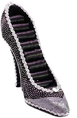 Black Sparkle Stiletto High Heel Ring Suport Shoes com correntes