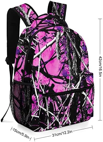 Muddy Girl Camo Pink clássico Betial Backpack Backpack Casual Mochilas Bolsa de ombro para Compras de Livro de Trabalho