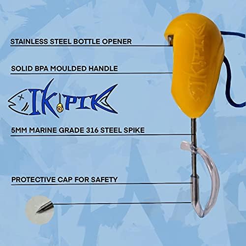 Ikipik Pick Spike de aço inoxidável com cobertura protetora sem BPA. Spike Plastic Grip & Bottle Abridor.