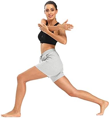 Mocoly Women's Cotton Bermuda shorts longos shorts de treino de suor Swornge shorts shorts atléticos de ioga com bolsos