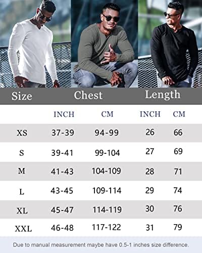 Muscle CMDR Homem de manga longa/curta masculina Músculo FIT V Coloque de pescoço Tee Casual Roupa Athletic Medium Peso