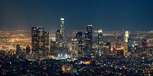 Aofoto 6x3ft Los Angeles Night View Backdrop US California Downtown Architecture Landmark Urban Evening City Building American City