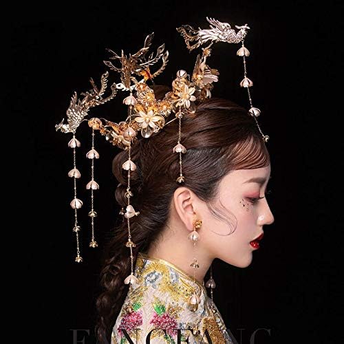 WSSBK Bride Bride Acessórios para cabelos de pavão vintage cocar de cocar de noiva Phoenix tiara jóias de cabelo da coroa