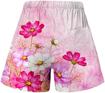 Shorts femininos para lounge casual de verão, shorts de praia de coloração pura solta