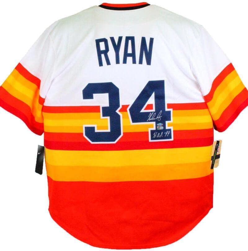 Nolan Ryan autografou Astros Nike Rainbow Jersey com HOF -AIV HOLOGRAMA *SLVR *4 - Jerseys de MLB autografadas