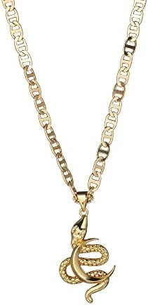 Dollrinboy 14k colar de pingente de cobra com pendente de ouro 14k com zirconia cúbica incrustada mary mary guadalupe colarm