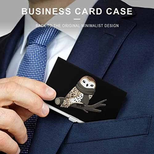 Portador de cartas de visita de coruja de inverno Metal Pocket Card Cartão de cartões personalizados Carteira para homens Mulheres