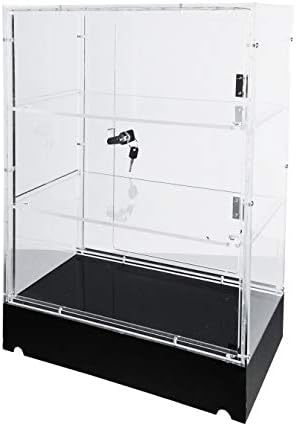 FixtUledIsplays® Clear Gabinete Acrílico Exibição de prateleira removível Plexiglass Showcase com trava e chave de caixa transparente