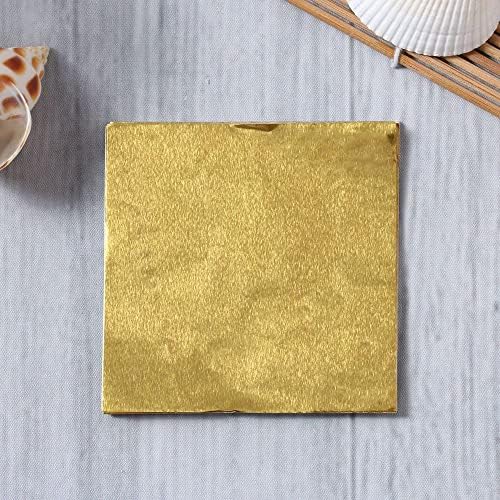 Homesogood 100 PCs / 3.15x 3.15 polegadas papel de embrulho de papel de papel alumínio de ouro, papel de embrulho de ouro