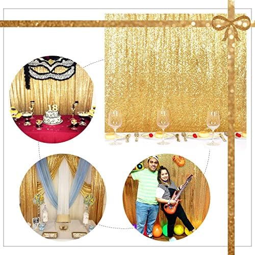 Juya Delight Gold Lantejada Cortina de Centra, Cortina de Centra de Glitter Para festas, Natal, casamento, decoração de festa