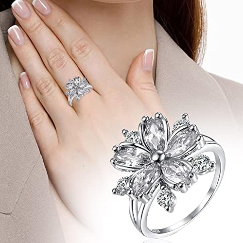 Mmknlrm Zircon Diamond Flower Jewelry Aniversário Proposta Presente Presente noivado de noiva Ringos de resina anel