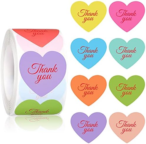 500 PCs do dia dos namorados em forma de coração agradecer adesivos de selo envelope colorido doces agradecê -lo adesivos de etiqueta roll adesivo adesivo adesivos de etiqueta para cartões de felicita