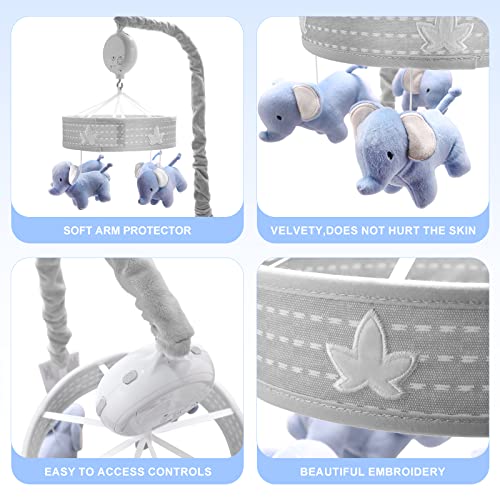 Yungchi Baby Mobile para berçário de berçário Mobiles musicais para meninas brinquedos para bebês carrossel móvel menino celular para embalagem e reproduzir elefante desfile de decoração de berço