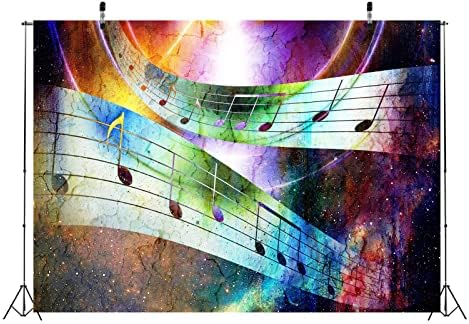 LOCCOR FAST FAST 7X5FT NOTAÇÃO DE MÚSICA BEMDROP RESUMO COLOR Musical Note Space Stars Photography Backgrody Music