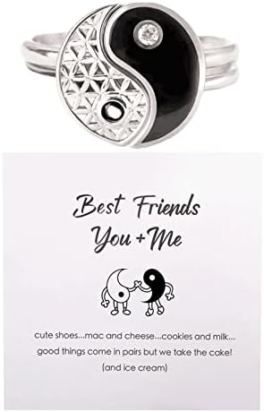 Rings de amizade fofos Anel de sinalização Mulheres para minha melhor amiga Você e eu Anéis de prata Double Color Ring Sets