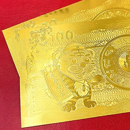 Chengzui 2022 Chinês Cartoon Zodiac Tiger Metal Foil Note Coleção de moedas de lembrança com Red Money Envelope Bening Blessing