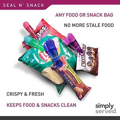 Simplesmente servido selo n lanche clipes multiuso salvadores de alimentos selantes com lascas com ímãs, 16 pacote, as cores podem variar