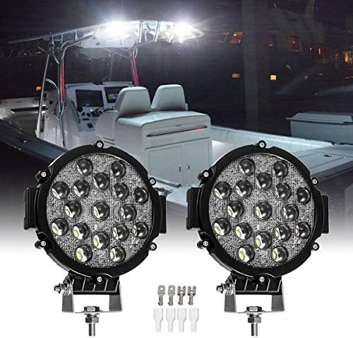 Par de Partsam 7 polegadas 51W 5100LM Atualizada Barra de luz de nevoeiro LED de fãs LED de barco, IP67 PODOS ROUNOS LED