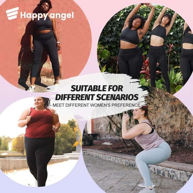 Happy.Angel plus size de cintura alta perneiras para mulheres, gorjeta de ioga preta amanteigada leggings 3x 4x