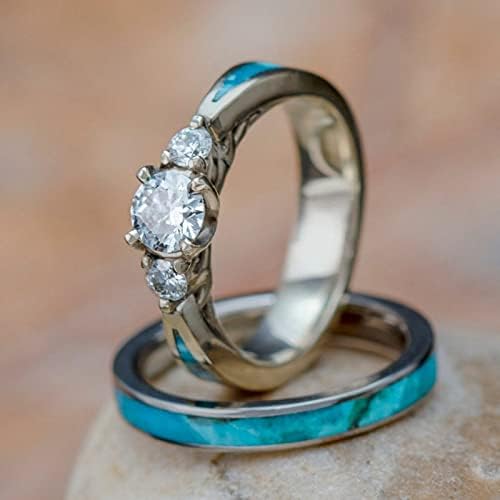 2023 Novo para minha filha prateado natural gemito diamante 2 peças anel de jóias de moda simples anéis de acessórios populares para mulheres