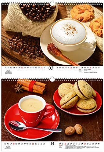 Calendário A3 do Coffee Magic A3 para 2021 Conjunto de presentes de café: 1x calendário, 1x natal e 1x cartão de felicitações