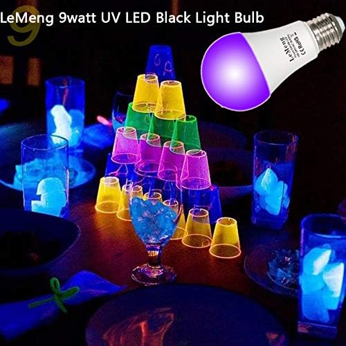 LEMENG UV LUZES LED BLACK BULB 9W ULTRAVIOLET A19, E26 Base média 120V, UVA Nível 395-400nm, brilho no escuro para a Blacklights