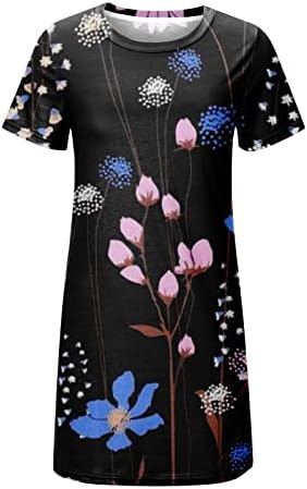 Vestido floral hopolsy para mulheres folggy manga curta colher pescoço mini vestido de verão lazer pullover fluxo de