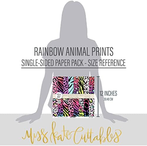 PACK PACK PACK - Rainbow Animal Prints - Para fãs de Lisa Frank Leopard Tiger Cheetah Giraffe Zebra Zoo Pattern - Scrapbook Paper de 12 x12 Incluir 16 folhas - por Miss Kate Cuttables