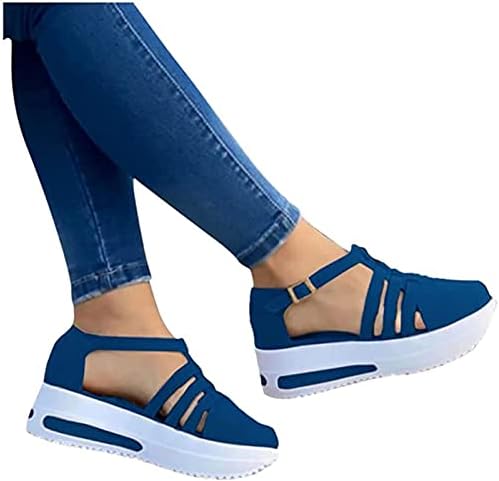 Lausiuoe sandálias femininas moda moda casual plataforma plana plataforma cunha sandálias de verão tiras de caminhada confortável