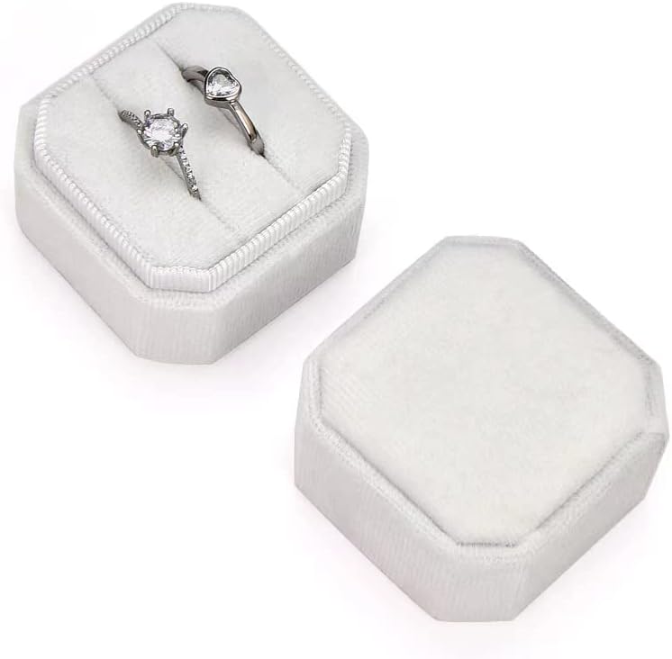 Nicgor Velvet Ring Box slots, presentes para propostas de engajamento e fotografias da aliança de casamento - Caixas de anel de jóias