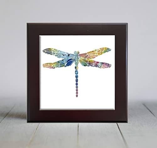 Dragonfly Blue abstrato aquarela Arte decorativa de telha decorativa