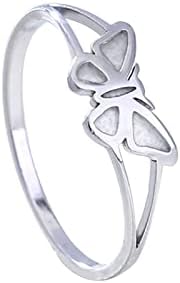 Yistu anéis únicos para mulheres criatividade de moda Criatividade zircão versátil aço inoxidável amor borboleta azul brilho jóias de anel inabalável