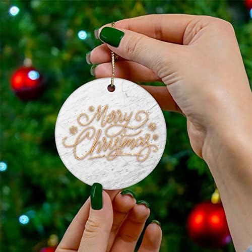 Cheyan Feliz Natal Marble Christmas Ornament, Ornamento de Árvore de Natal para Decoração de Casa de Natal de Mármore