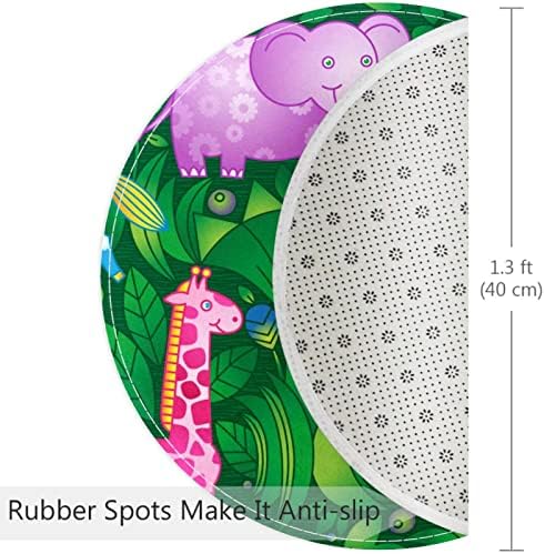 Tapetes de área para quarto, tapete luxuoso e espesso e espesso não deslizamento para quarto de bebê, ruído de decoração moderna do berçário, elefante de girafa de leão da selva tropical