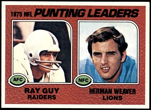 1976 Topps 206 Puntando os líderes Ray Guy/Herman Weaver Oakland/Detriot Raiders/Lions NM+ Raiders/Lions Southern Mississippi/USC